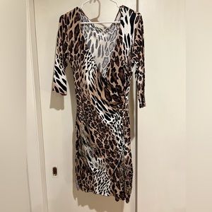 Vintage Ed Hardy Leopard Embellished Wrap Dress